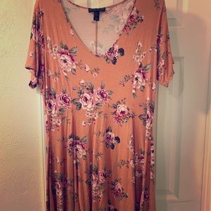 Peach Colored Floral Swing Dress